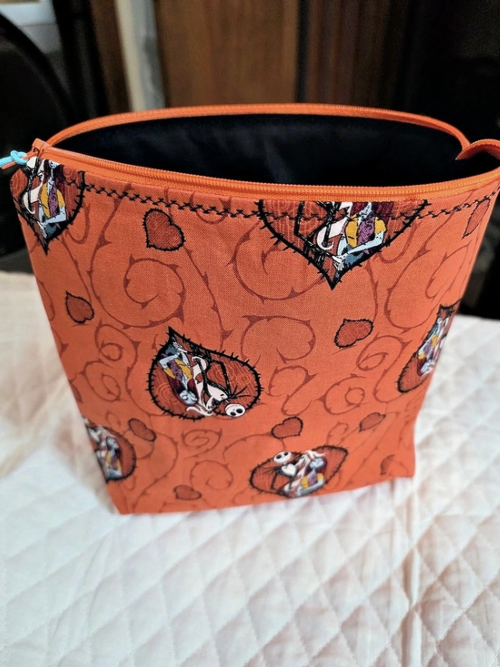 Orange Character Print Cosmetic Pouchew HANDMADE